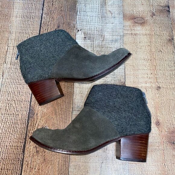 Tom’s Olive Leila Herringbone Ankle Booties - Picture 4 of 11